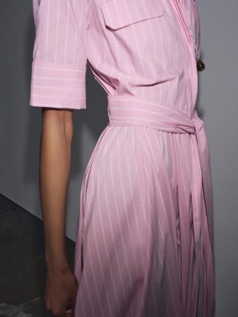 Zara Poplin Shirt Dress ZW Collection Pink Large (NWT) - Picture 11 of 11